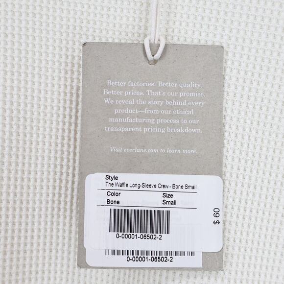 Everlane Men's Waffle Long Sleeve Crewneck Tee Bone Size Small NWT - Picture 5 of 8